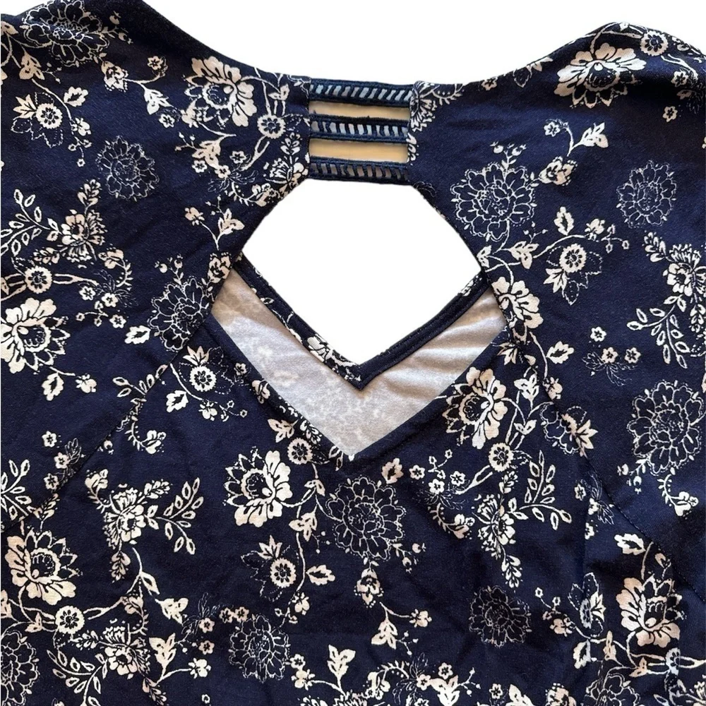 Anthropologie Skies Are Blue Floral Knit Summer Dress V Neck Back Opening Large